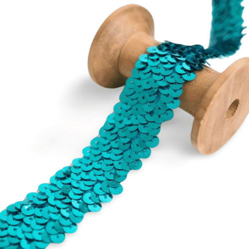 Paillettenband Stretch 30mm aqua