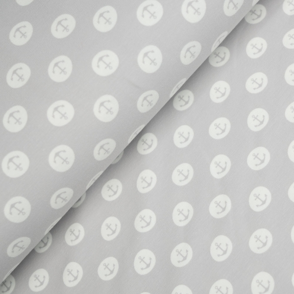 Baumwolljersey Anker Buttons grau