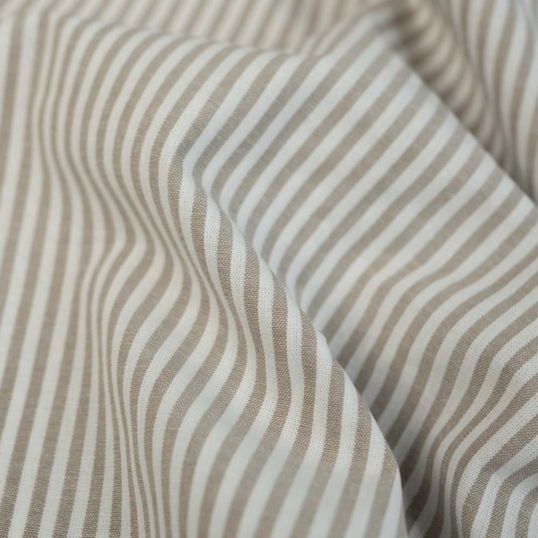 Baumwoll Popeline Streifen MELIERT beige