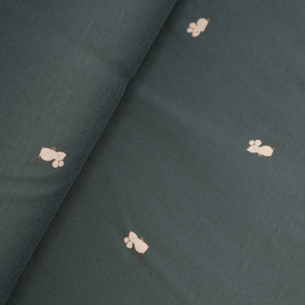 Baumwolljersey Kleine Maus jeansblau
