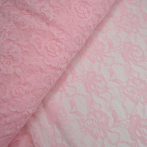 Italienische Spitze STRETCH Rosen rosa