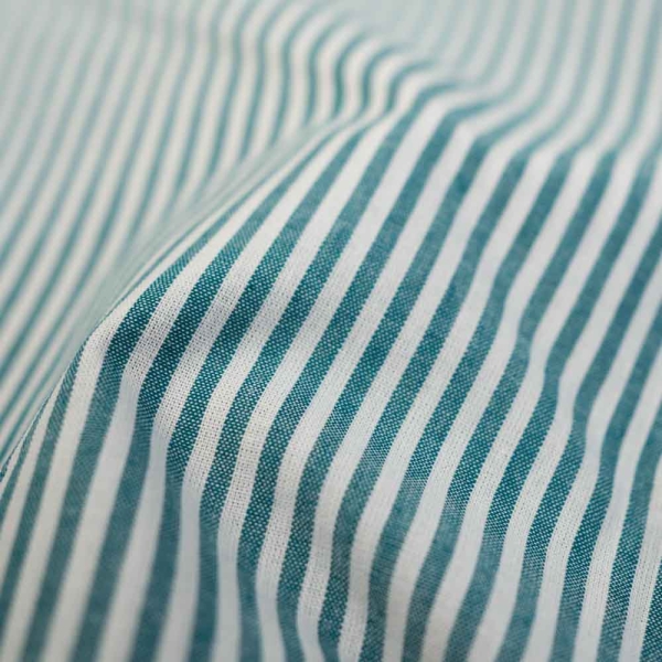 Baumwoll Popeline Streifen MELIERT petrol
