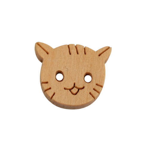 EvLis Holzknopf Katze 2-Loch 13mm