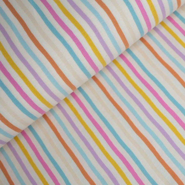 Baumwolljersey Regenbogen ecru