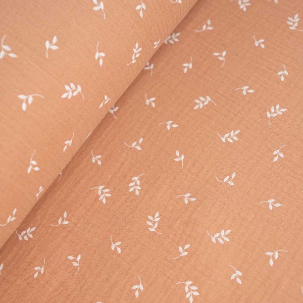 Musselin Double Gauze Zweigchen karamell