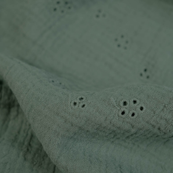 Musselin Double Gauze Blümchen Stickerei dusty mint