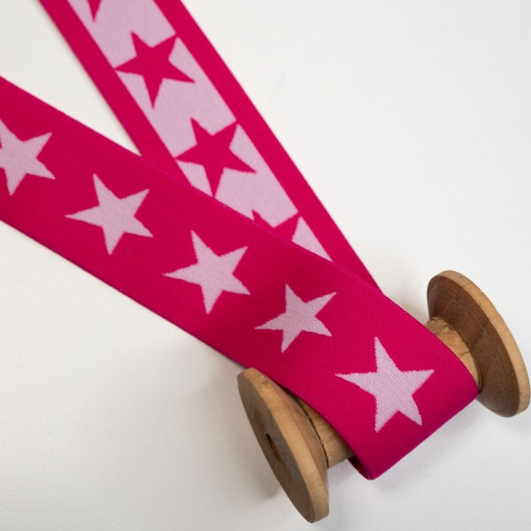 Gummiband Doubleface 40mm Stern pink