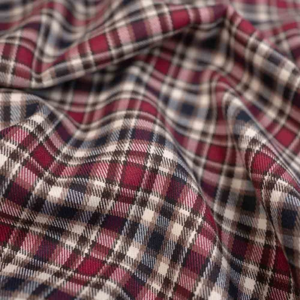 Twill Wool Touch Glenchecks bordeaux-beige