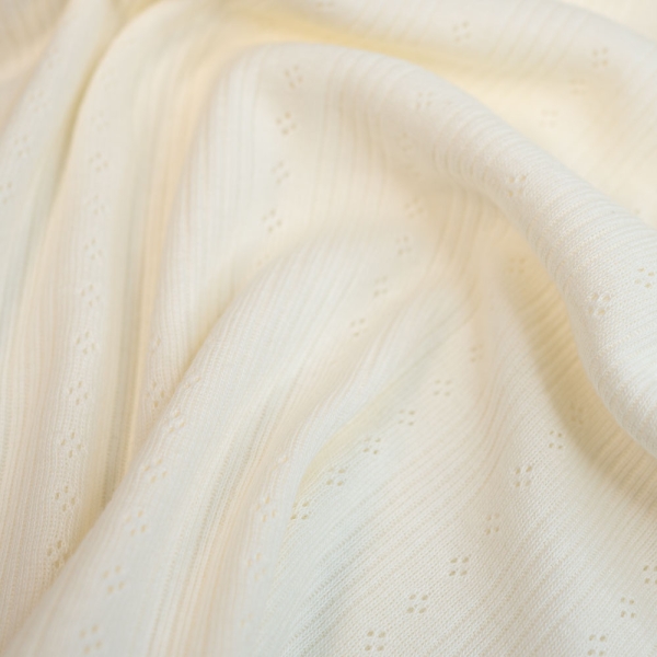 Ripp Baumwolljersey Lochstickerei ecru