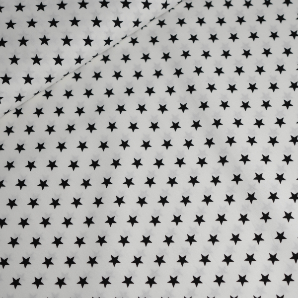 Edle Baumwollwebware Sterne weiß-schwarz
