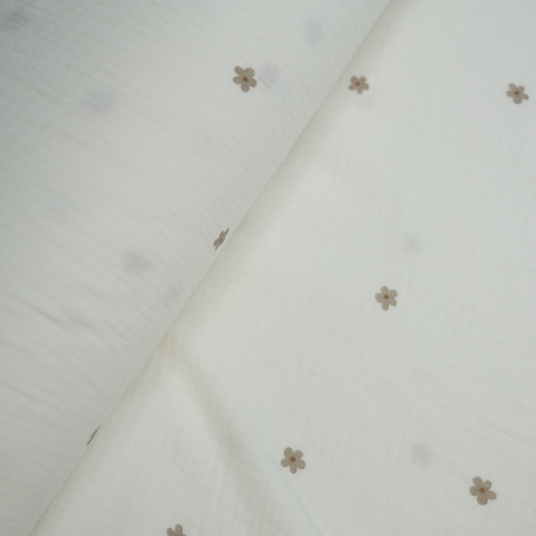 Musselin Double Gänseblümchen taupe