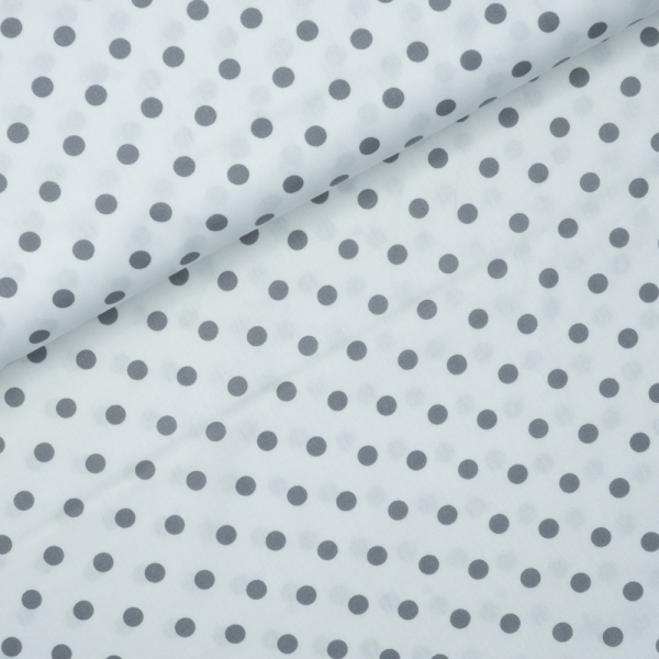 Edle Baumwollwebware Popeline Dots weiß-grau