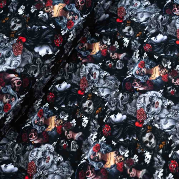 Baumwolljersey Mexikanische Frau schwarz