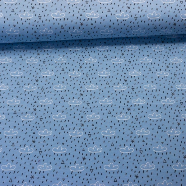 Bio-Baumwolljersey Regenwolken jeansblau hell