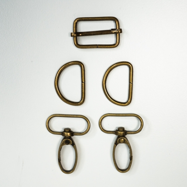 Set Karabiner D-Ringe Schnalle messing 50mm