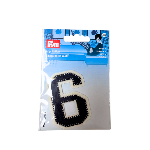 Applikation Stickoptik Zahl 6 navy