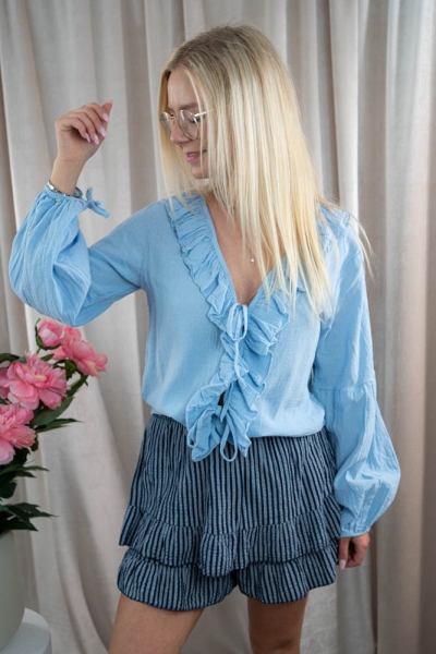 Baumwollbluse Ilaria jeansblau