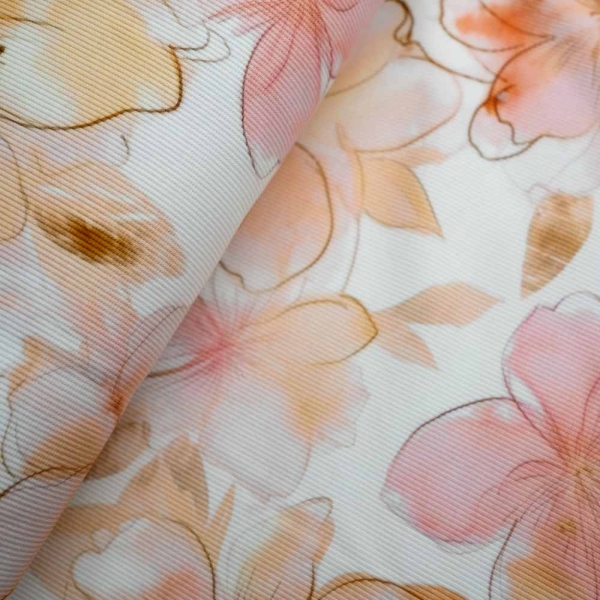 Ripp Baumwolljersey Blumen ecru