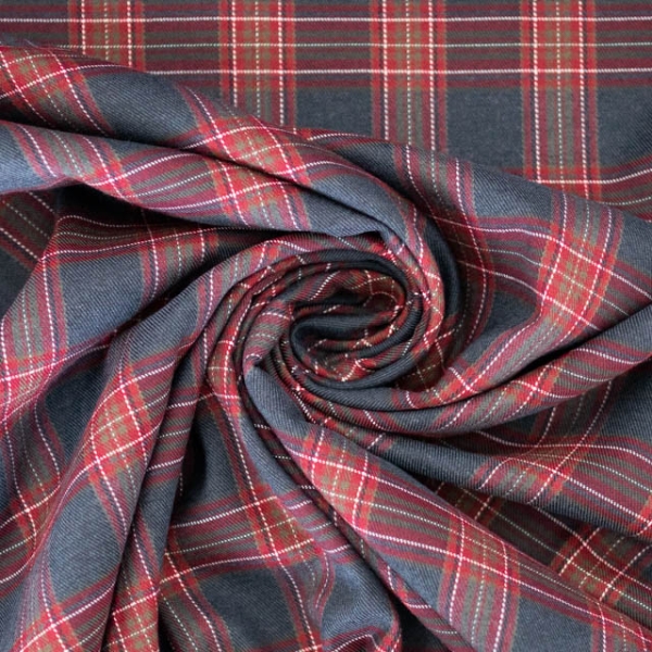 Twill Wool Touch Tartan Check anthra-bordeaux