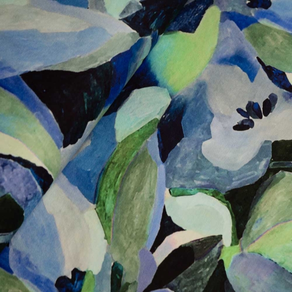 Viskosejersey Aquarellblumen blau