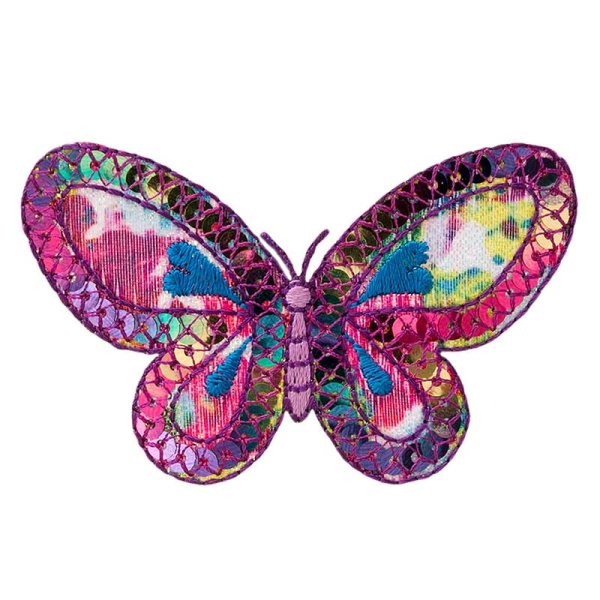 Applikation Schmetterling pink Paill