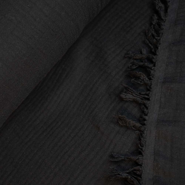 Musselin 4-lagig Fransenbordüre schwarz