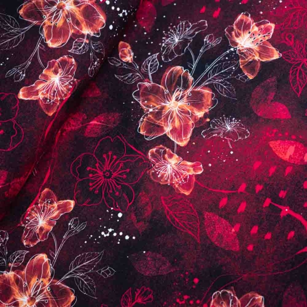 Bio-Baumwolljersey Sakura melange bordeaux