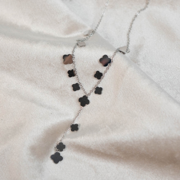 Y-Halskette Glücksklee silber