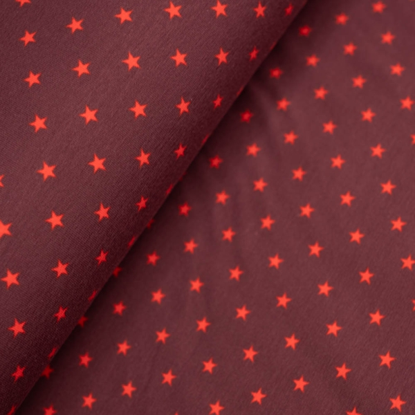 Baumwolljersey Sterne bordeaux