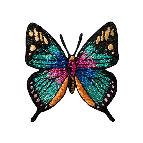 Applikation Schmetterling Türkis Glitzer