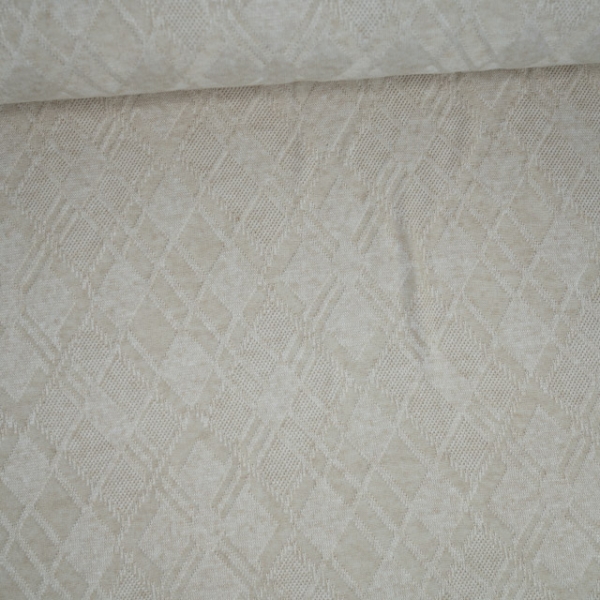 Reststück 2,4m Strick-Jacquard Melange hellbeige