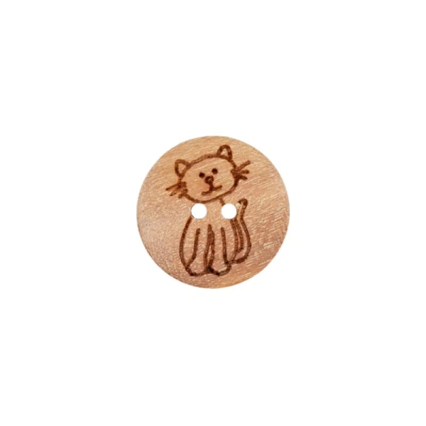 Holzknopf Katze15mm mehrfarbig