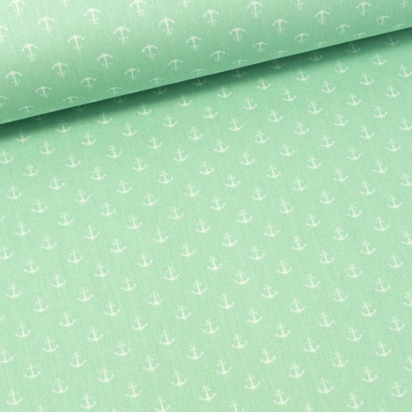 Edle Baumwollwebware Popeline Mini Anker mint