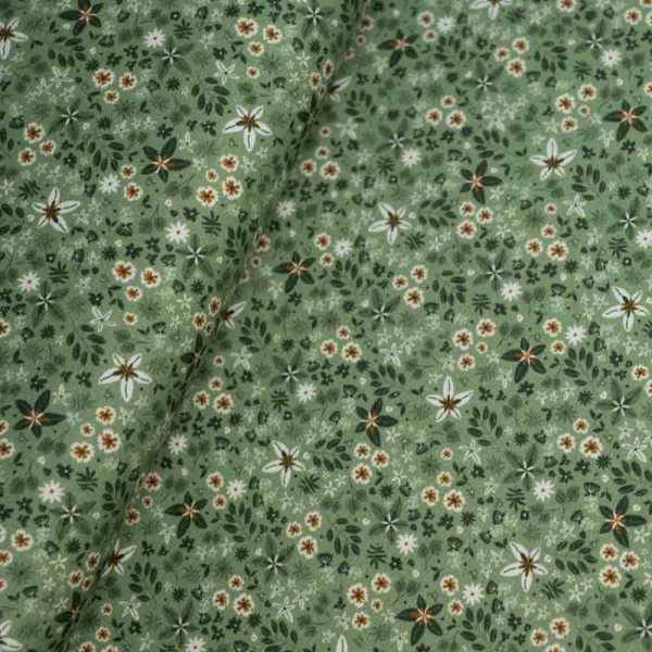 Baumwolljersey kleine Blümchen oliv