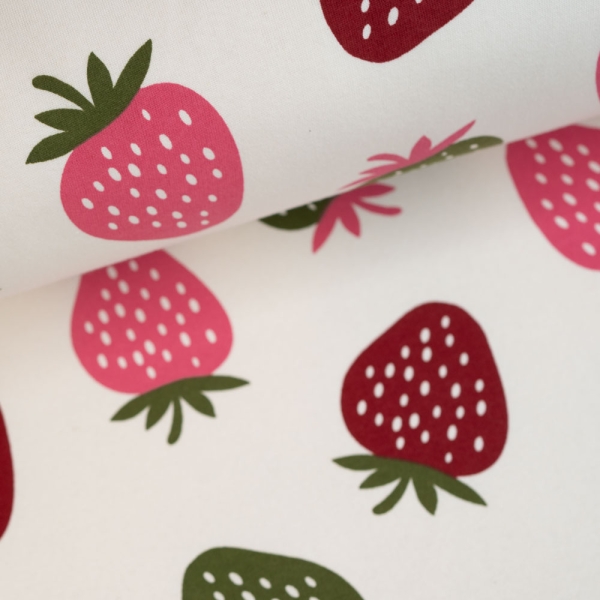 Heavy Jogging Sweat große Erdbeeren ecru