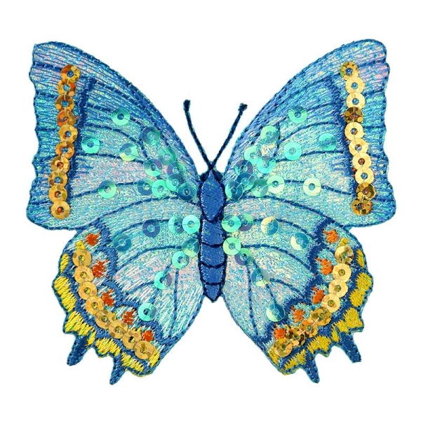 Applikation blauer Schmetterling
