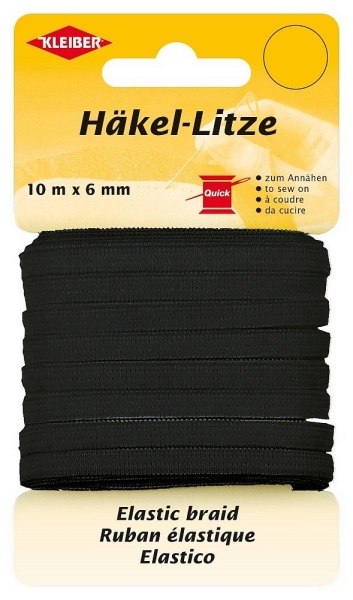 Kleiber 10m Flach-Elastic Gummiband schwarz 6mm