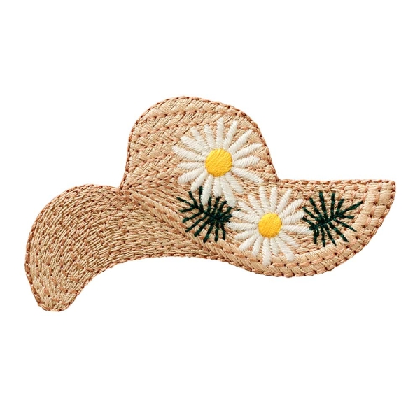 Applikation Strohhut mit Blumen