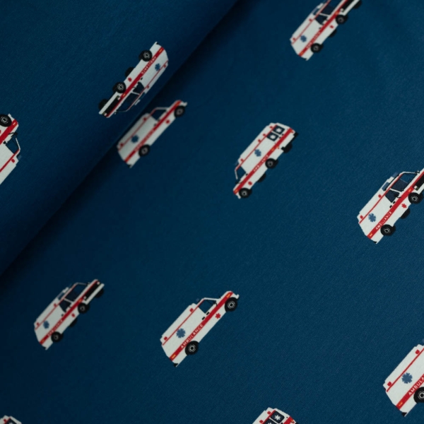 Baumwolljersey Krankenwagen dunkelblau