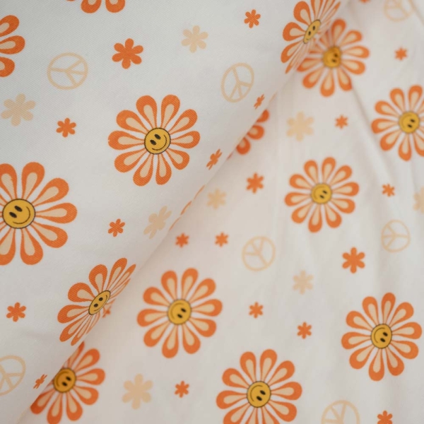 Baumwolljersey Happy Flower ecru
