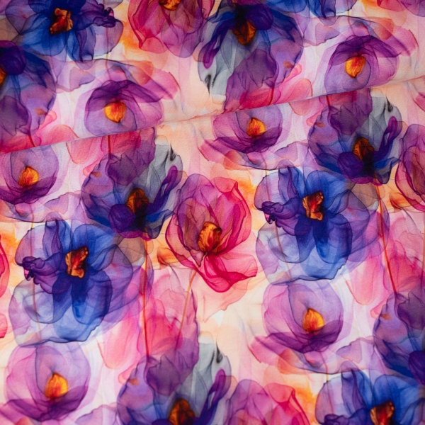 Viskosejersey Aquarell Flower bordeaux beere