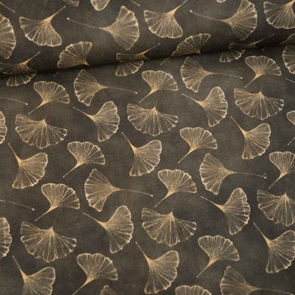 Canvas Ginkgo taupe dunkel