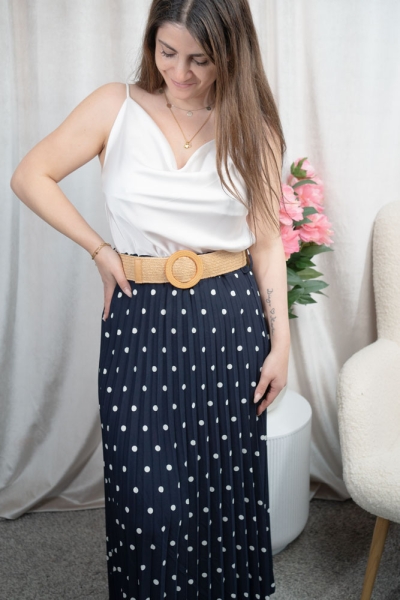 Plisseerock Maxirock Punkte navy