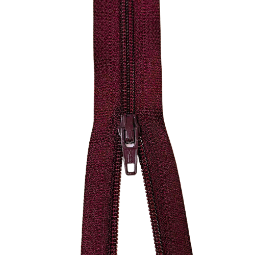 YKK nicht teilbarer Reißverschluss kleine Spirale dunkles weinrot
