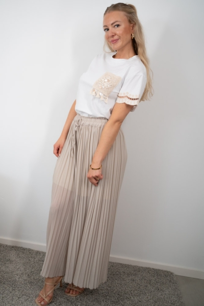 Plissee Culotte Hose beige