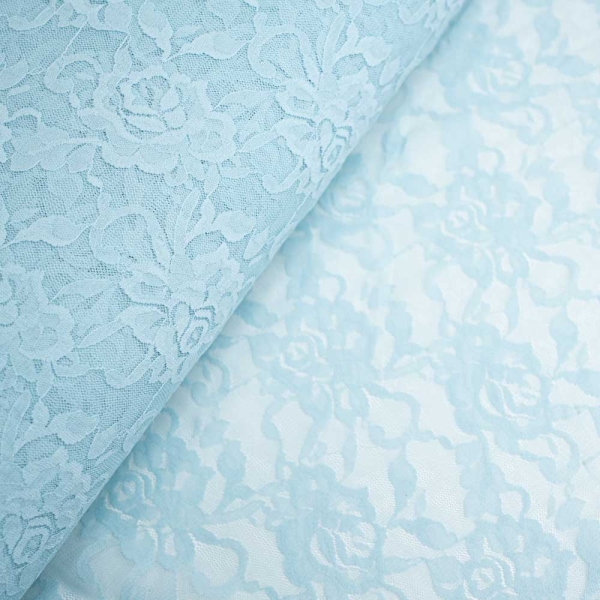 Italienische Spitze STRETCH Rosen hellblau