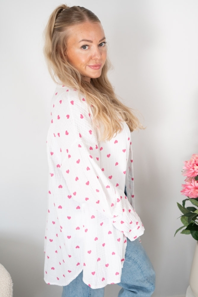 Musselinbluse Herzen Isabela weiß