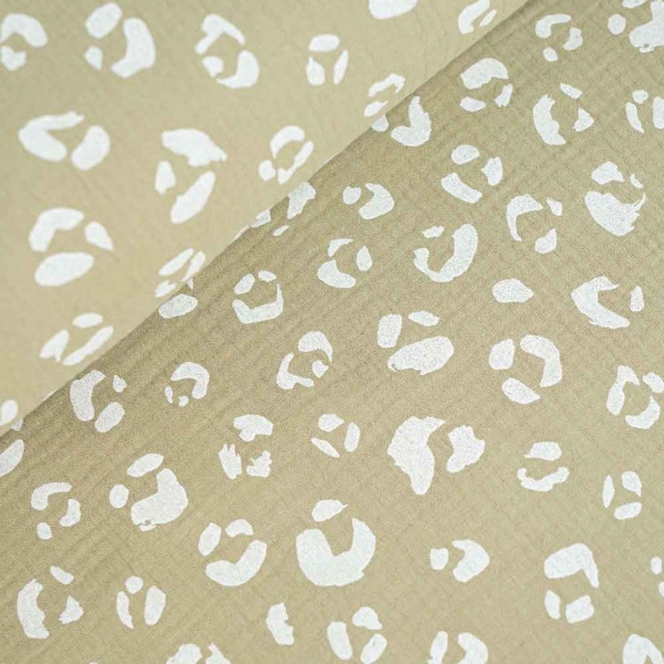 Musselin Double Gauze Leo khaki hell