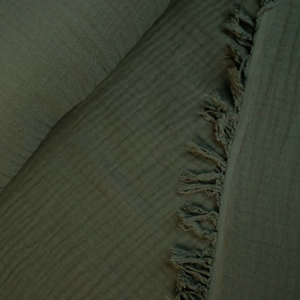 Musselin 4-lagig Fransenbordüre khaki