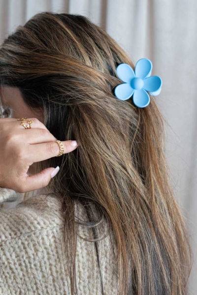 Haarklammer Blume blau
